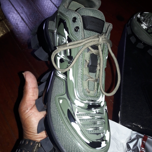 Prada Cloudbust Thunder Camo Green and Black Sneakers